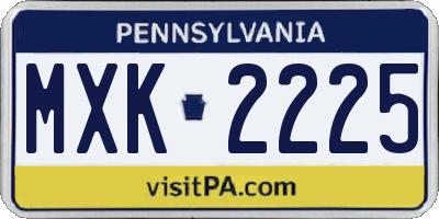 PA license plate MXK2225