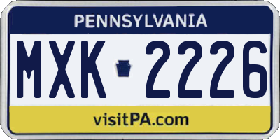 PA license plate MXK2226
