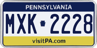 PA license plate MXK2228