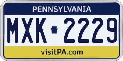 PA license plate MXK2229