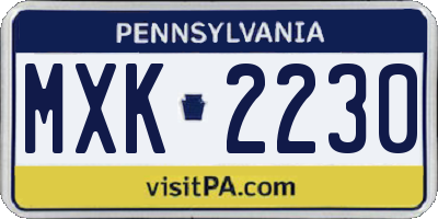 PA license plate MXK2230