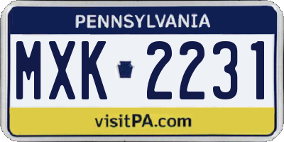 PA license plate MXK2231