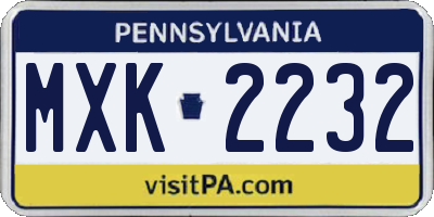PA license plate MXK2232