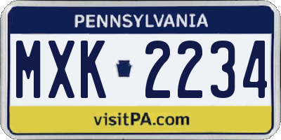 PA license plate MXK2234