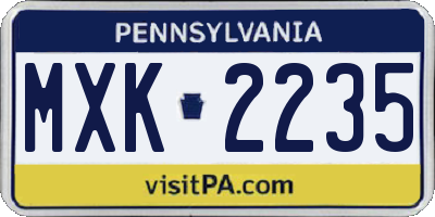 PA license plate MXK2235