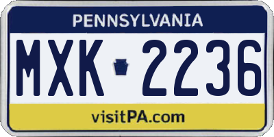 PA license plate MXK2236