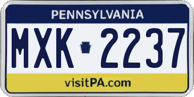 PA license plate MXK2237