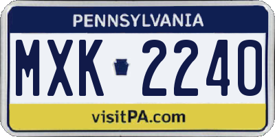 PA license plate MXK2240