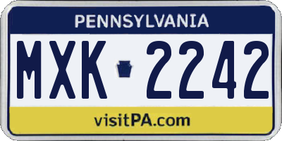 PA license plate MXK2242