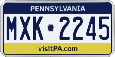 PA license plate MXK2245