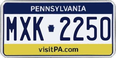 PA license plate MXK2250