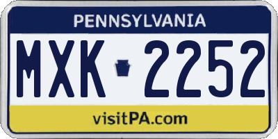 PA license plate MXK2252