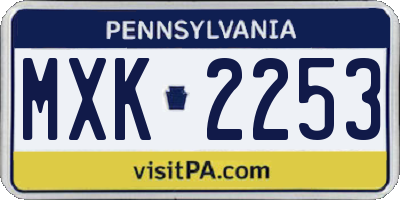 PA license plate MXK2253