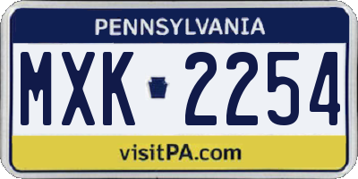PA license plate MXK2254