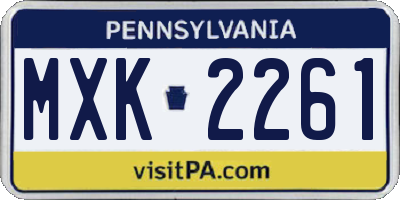 PA license plate MXK2261