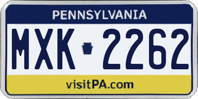 PA license plate MXK2262
