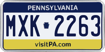 PA license plate MXK2263