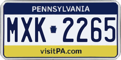 PA license plate MXK2265