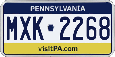 PA license plate MXK2268