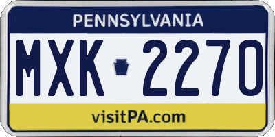 PA license plate MXK2270