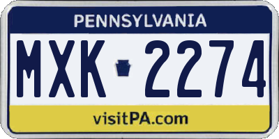 PA license plate MXK2274