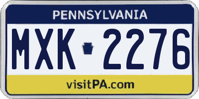PA license plate MXK2276