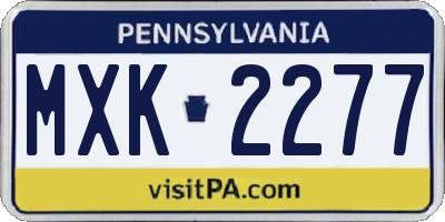 PA license plate MXK2277
