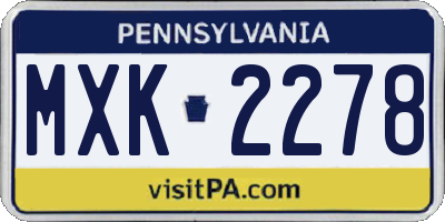 PA license plate MXK2278