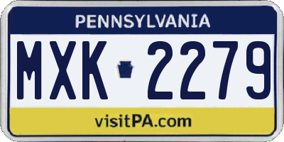 PA license plate MXK2279