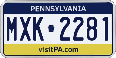 PA license plate MXK2281