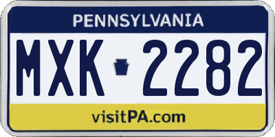 PA license plate MXK2282