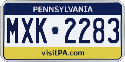 PA license plate MXK2283