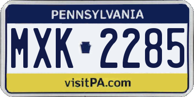 PA license plate MXK2285