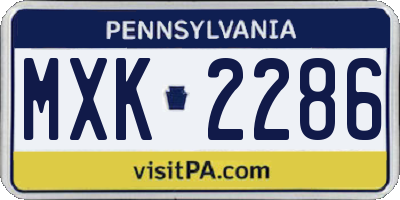 PA license plate MXK2286