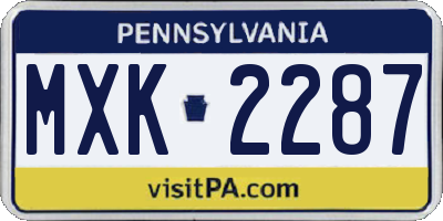 PA license plate MXK2287