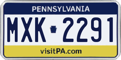 PA license plate MXK2291