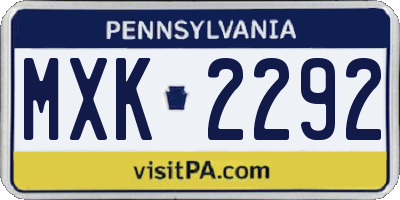 PA license plate MXK2292