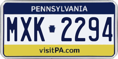 PA license plate MXK2294
