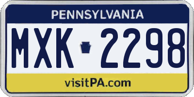 PA license plate MXK2298