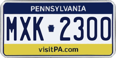 PA license plate MXK2300