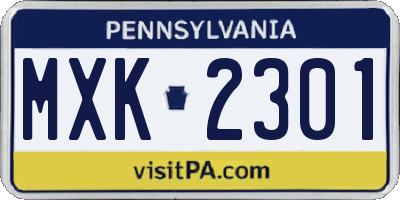 PA license plate MXK2301