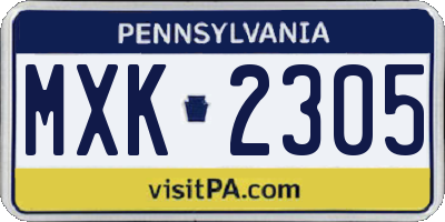 PA license plate MXK2305