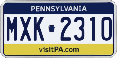 PA license plate MXK2310