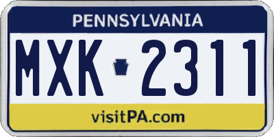 PA license plate MXK2311