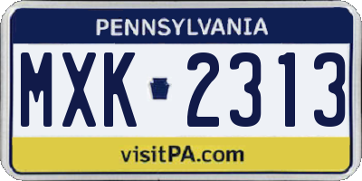 PA license plate MXK2313