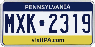 PA license plate MXK2319