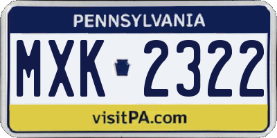 PA license plate MXK2322