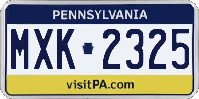 PA license plate MXK2325