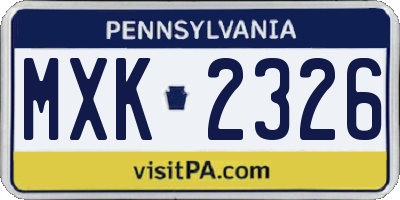PA license plate MXK2326