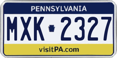 PA license plate MXK2327